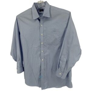 Proper ClothShirt 17.5-35‎ Mens Blue Checkered Button Down Long Sleeve Dress
